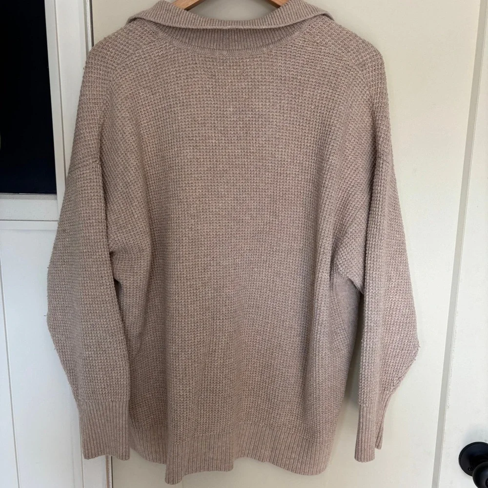 Aerie Cozy Thermal Waffle Knit Lounge Set sweater & wide leg pants L/XL short - Picture 5 of 10